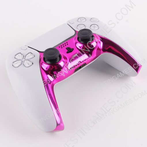 Mirror Chrome Decorative Strip Handle PC Shell Cover For PS5 Gamepad Controller - Pink - Image 4