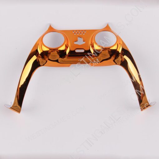 Mirror Chrome Decorative Strip Handle PC Shell Cover For PS5 Gamepad Controller - Orange