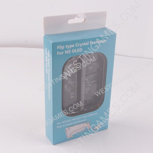New 3in1 Transparent Crystal Protecting Cover Case with Stand for Nintendo Switch OLED Gamepad - Clear Black