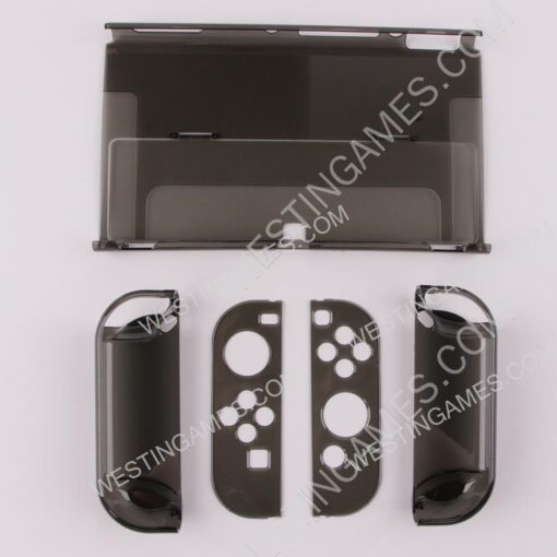 New 3in1 Transparent Crystal Protecting Cover Case with Stand for Nintendo Switch OLED Gamepad - Clear Black - Image 3