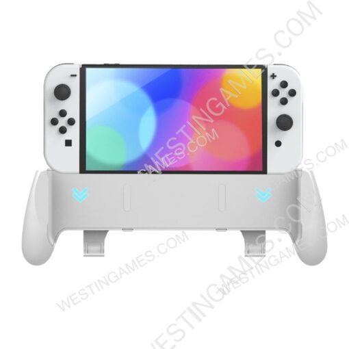 3 in 1 Handle Grip with Stand and 3 Card Storage for Switch OLED - White
