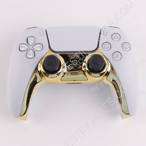 Mirror Chrome Decorative Strip Handle PC Shell Cover For PS5 Gamepad Controller - Gold - Image 3