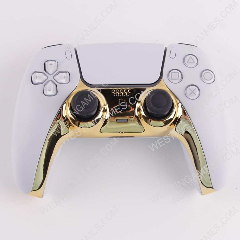 Mirror Chrome Decorative Strip Handle PC Shell Cover For PS5 Gamepad Controller - Gold - Image 3