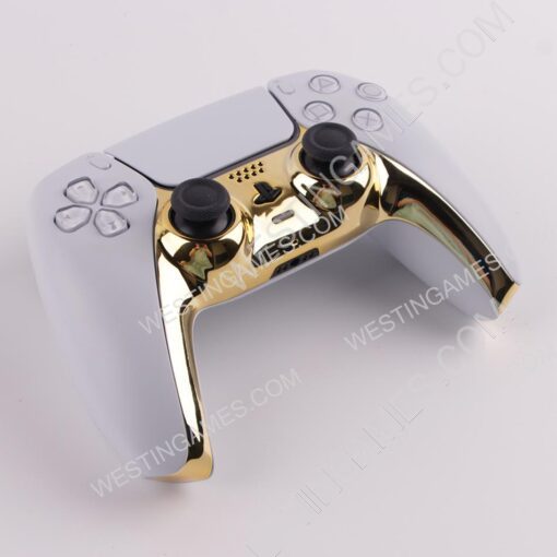 Mirror Chrome Decorative Strip Handle PC Shell Cover For PS5 Gamepad Controller - Gold - Image 4