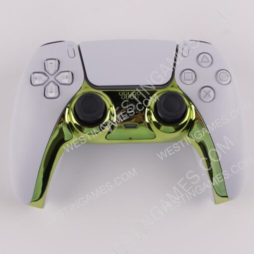 Mirror Chrome Decorative Strip Handle PC Shell Cover For PS5 Gamepad Controller - Green - Image 3