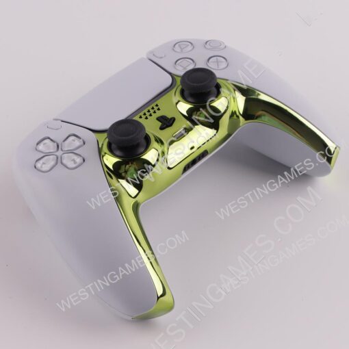 Mirror Chrome Decorative Strip Handle PC Shell Cover For PS5 Gamepad Controller - Green - Image 4