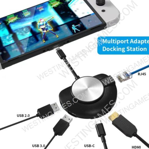 Portable Multiport adapter Docking Station with Ethernet Port for Switch and Switch OLED - Image 2