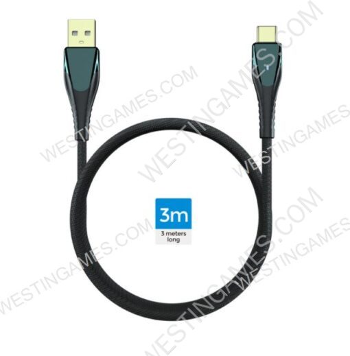 3M USB Charging Cable with LED Light For PS5 Wireless Controller Switch and XBOX Series x