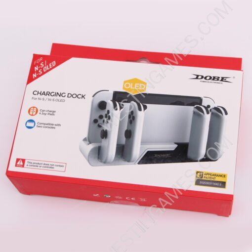 TNS-0122B Charger Charging Dock Stand Station Holder for Switch and oled Joy-Con Game Console White-Black