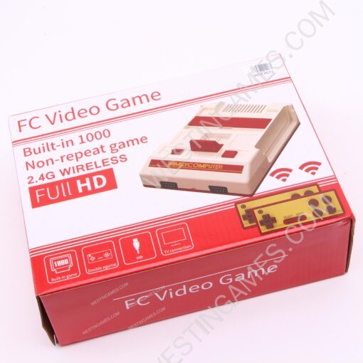 16Bit FC Compact Family Computer Console with 2.4G Wireless Gamepad 1000 Games HDMI Output