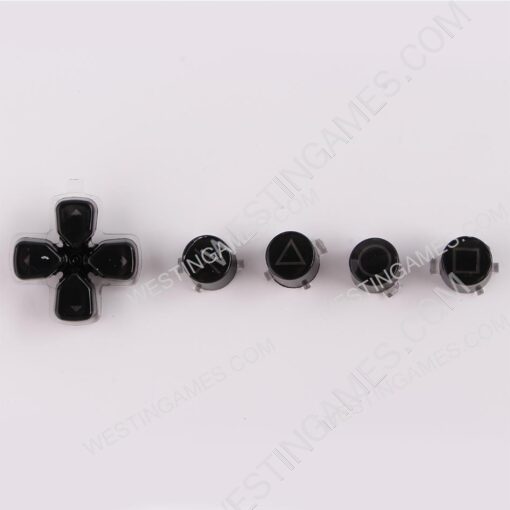 5 in 1 Button Set ABXY and D-pad Direction Key Buttons Replacement for PS5 Clear Black