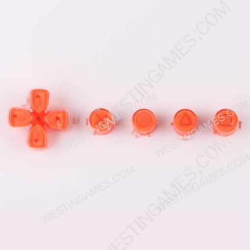 5 in 1 Button Set ABXY and D-pad Direction Key Buttons Replacement for PS5 Clear Orange