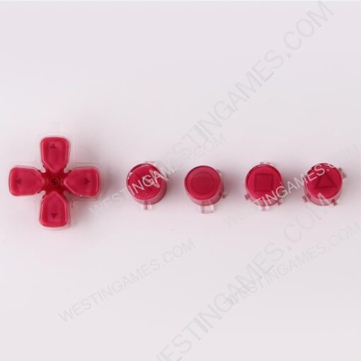 5 in 1 Button Set ABXY and D-pad Direction Key Buttons Replacement for PS5 Clear Rose Red