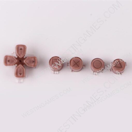 5 in 1 Button Set ABXY and D-pad Direction Key Buttons Replacement for PS5 Clear Brown