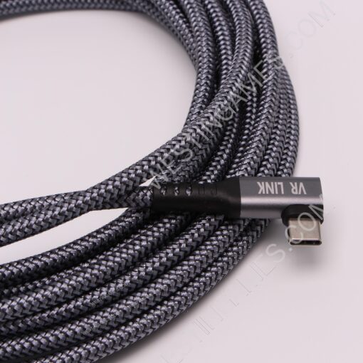 Link Cable 16FT 3.0 Type-C to C Nylon Braided PC Connect Power Data Extension Charging Cord Virtual Reality Gaming Accessories for Oculus Quest 2 - Grey - Image 2