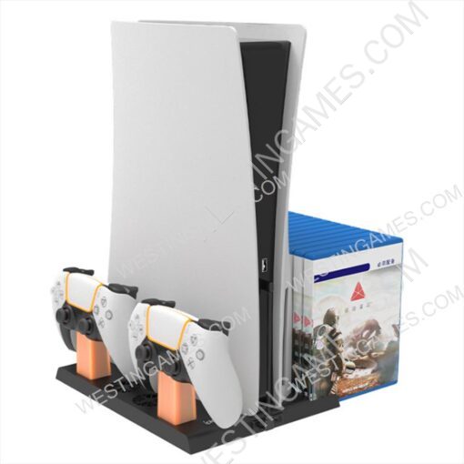 Multifunctional Cooling Stand with Earphone Handled Rapid Charger and LED Inication for PS5 Console - Image 2