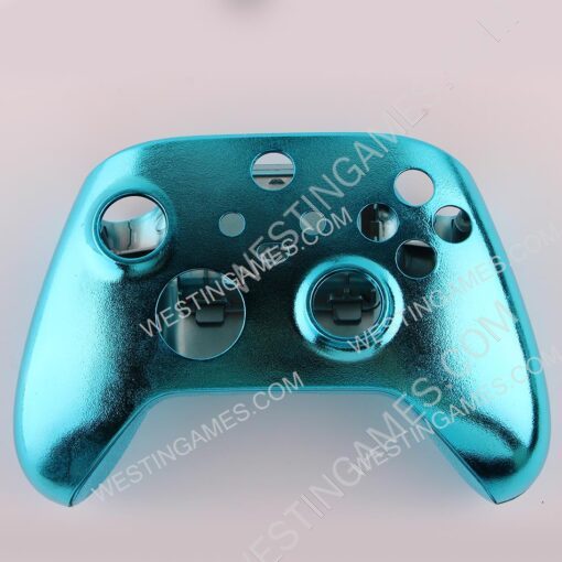 Replacement Mirror Chrome Top and Bottom Housing Shell Case for XBOX Series Controller - Blue