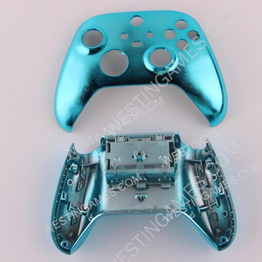 Replacement Mirror Chrome Top and Bottom Housing Shell Case for XBOX Series Controller - Blue - Image 4