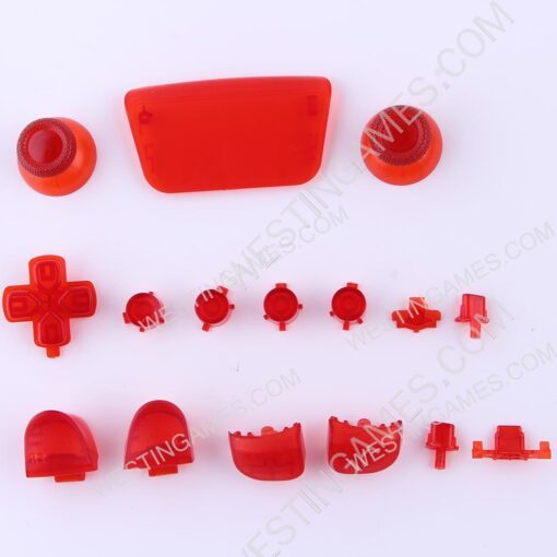 Complete Button Keys V2.0 for PS5 Controller Accessories 16pc Set - Clear Red