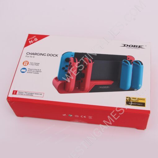 TNS-0122B Charger Charging Dock Stand Station Holder for Switch and oled Joy-Con Game Console Red-Black