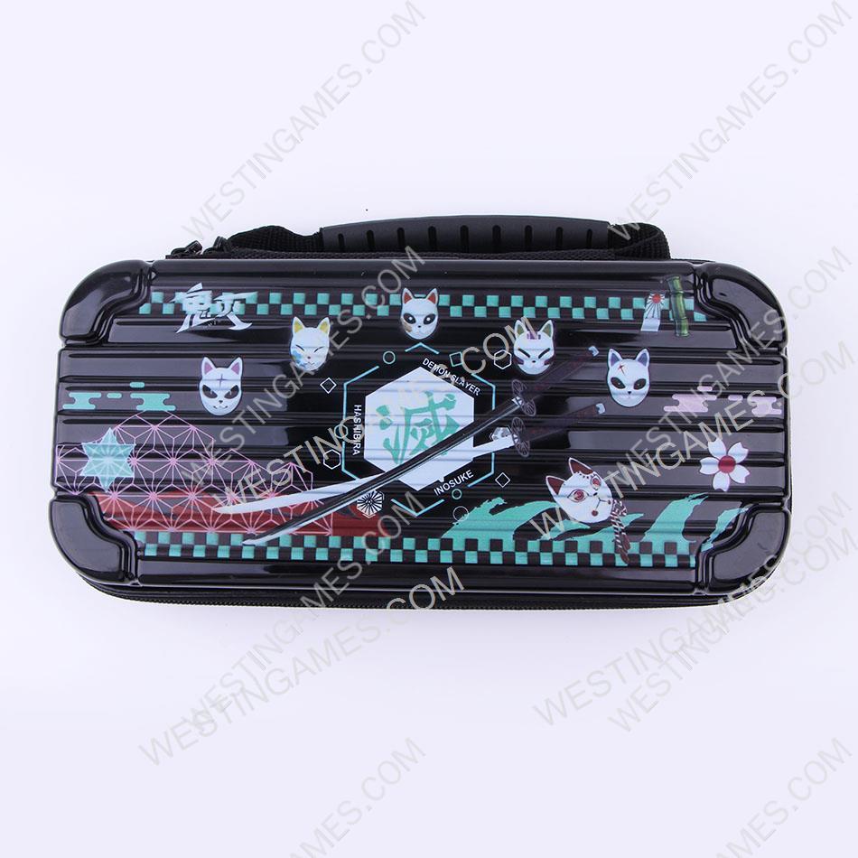 Black Protective Storage Hard Case Carrying Bag for Switch and OLED - Demon Slayer