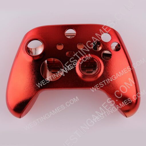 Replacement Mirror Chrome Top and Bottom Housing Shell Case for XBOX Series Controller - Red