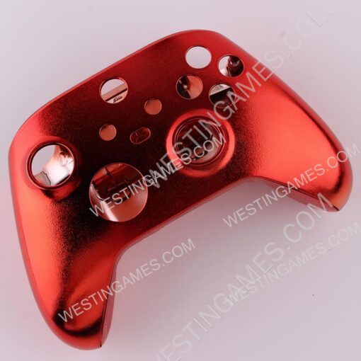 Replacement Mirror Chrome Top and Bottom Housing Shell Case for XBOX Series Controller - Red - Image 2