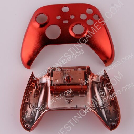 Replacement Mirror Chrome Top and Bottom Housing Shell Case for XBOX Series Controller - Red - Image 4