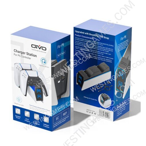 Fast Charging Dock Station Dual Controller Charger Stand Desktop Installation with LED IV-P5211B For PlayStation 5 Controller - Image 2