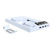 Multi functional Cooling Base HA-8006 with Dual Charging Stand and Headphone bracket Storage for PS5 Slim White