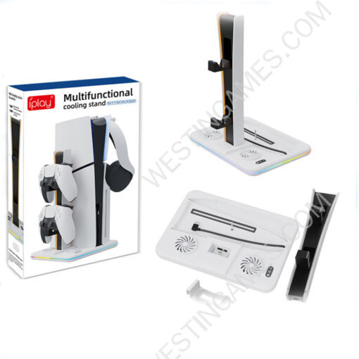 Cooling Stand with RGB Light Fan and PS5 Dual Controller Charging Dock HBP-539 For PS5 Slim Disc Digital Editions