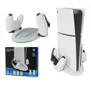 Oval Controller Charging Base Dock Station with RGB Cooling Fan For Playstation 5 Slim Disc and Digital Editions
