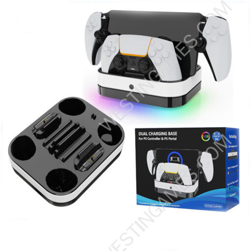 3in1 Dual Controller Charging Dock Station with RGB Light for PS5 Dualsense Controller