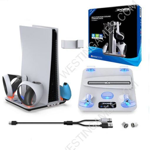 Wireless Controller and VR Gamepad Charging Base Dock Station with Cooling Fan For Playstation 5 Slim Disc and Digital Editions
