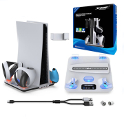Wireless Controller and VR Gamepad Charging Base Dock Station with Cooling Fan For Playstation 5 Slim Disc and Digital Editions