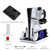 Dualsense and Portal Controller Charging Base Dock Station with Cooling Fan and Headphone Stand For Playstation 5 Slim