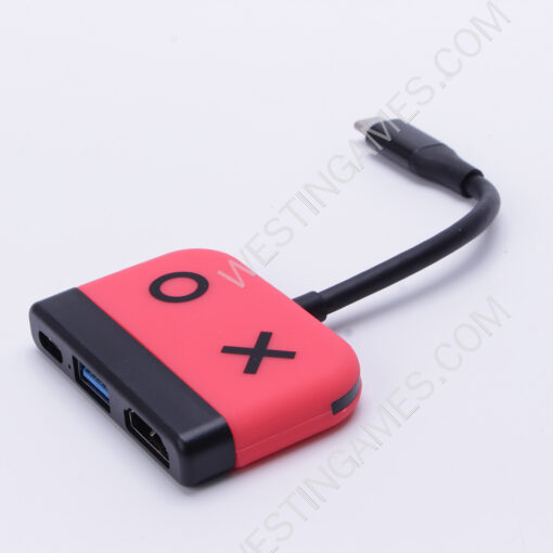 3in1 Type-C 4K 30Hz HD Dock Converter Adapter for Switch and OLED - Red - Image 5