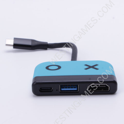3in1 Type-C 4K 30Hz HD Dock Converter Adapter for Switch and OLED - Blue - Image 6