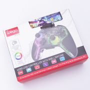 RGB Wireless Game Controller Dual Motor Vibration Turbo Bluetooth Gamepad iPEGA PG-9666 for Switch PS3/PS4 Android iOS PC - Transparent Black
