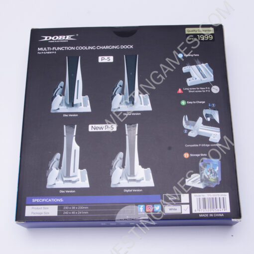 Multifunctional Cooling Stand with Cooler Discs Slot and Controller Charging Dock RGB Light for PS5 and PS5 Slim - Image 2