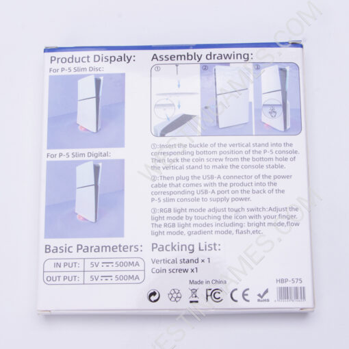 Standing upright RGB transparent Vertical Stand Stable LED Game Console Base HBP-575 for PS5 Slim Disc/Digital - Image 2