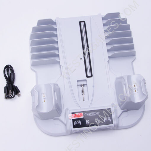 Multifunctional Heat Dissipation Base with Seat Charging and Game Disc Storage Rack GP-521 for For PS5 Slim host White - Image 3