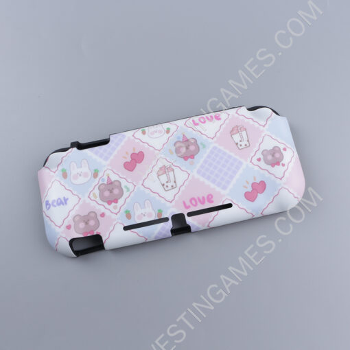 Integrated Soft tpu Handle Grip Cover Case with 6 Aanalog Grips for Switch lite - Cute Bear