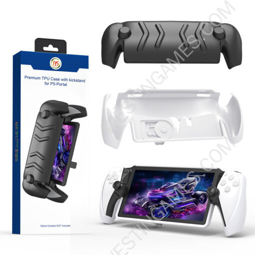 TPU Protective Case with Detachable Face Cover for Playstation Portal - Black/White