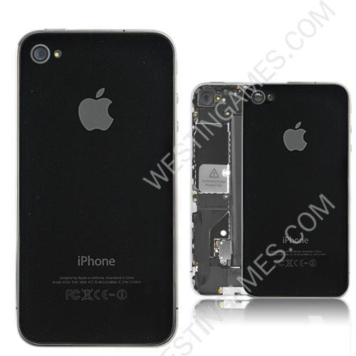 Replacement iPhone 4 4G Glass Back Cover - Black (OEM) - Image 3