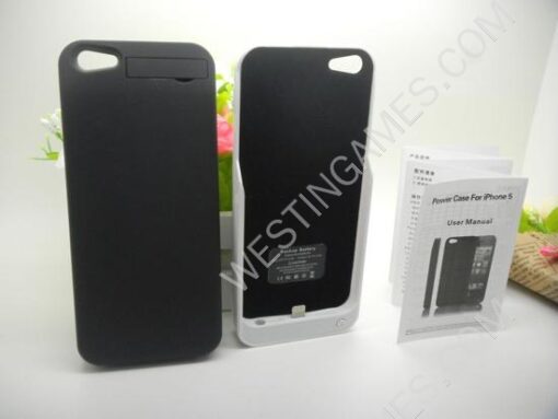 3200mAh External Backup Battery Power Pack Case for iPhone 5 / 5S - Black/White - Image 2