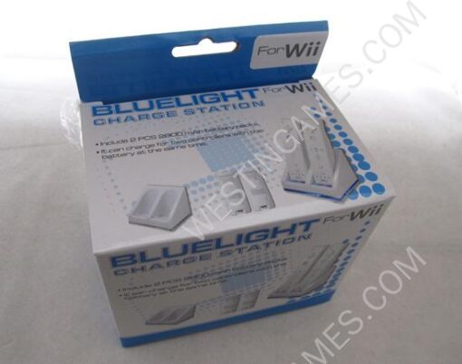 Wii Blue Light Double Charge Station Compatible with Motion Plus - Black - Image 4