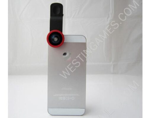 LX-U002 3 in 1 Universal Lens Clip w/ Fisheye, Macro and Wide Angle for iPhone/Samsung/ iPad - Red - Image 2