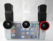 LX-U002 3 in 1 Universal Lens Clip w/ Fisheye, Macro and Wide Angle for iPhone/Samsung/ iPad - Red 03