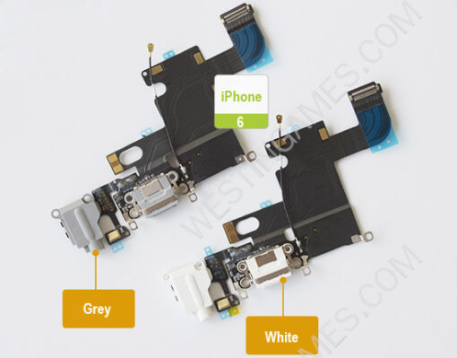 Headphone Audio Jack and Charging Dock Port Connector Flex Cable for iPhone 6 4.7inch - Grey